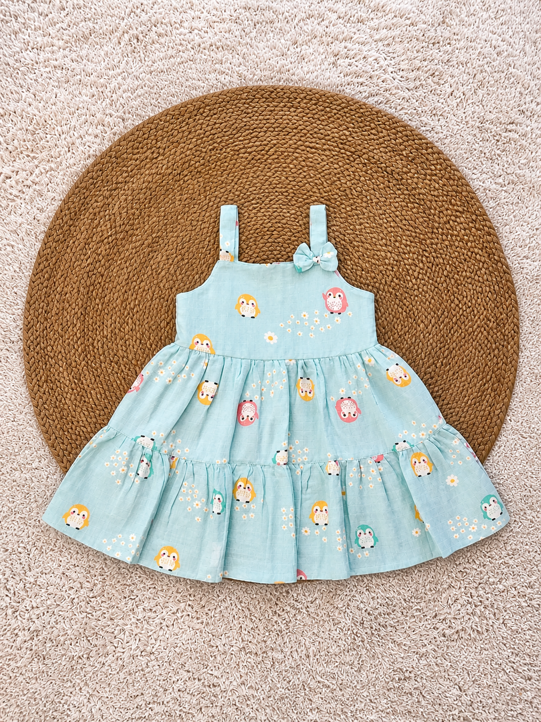 Owl Print Muslin Dress