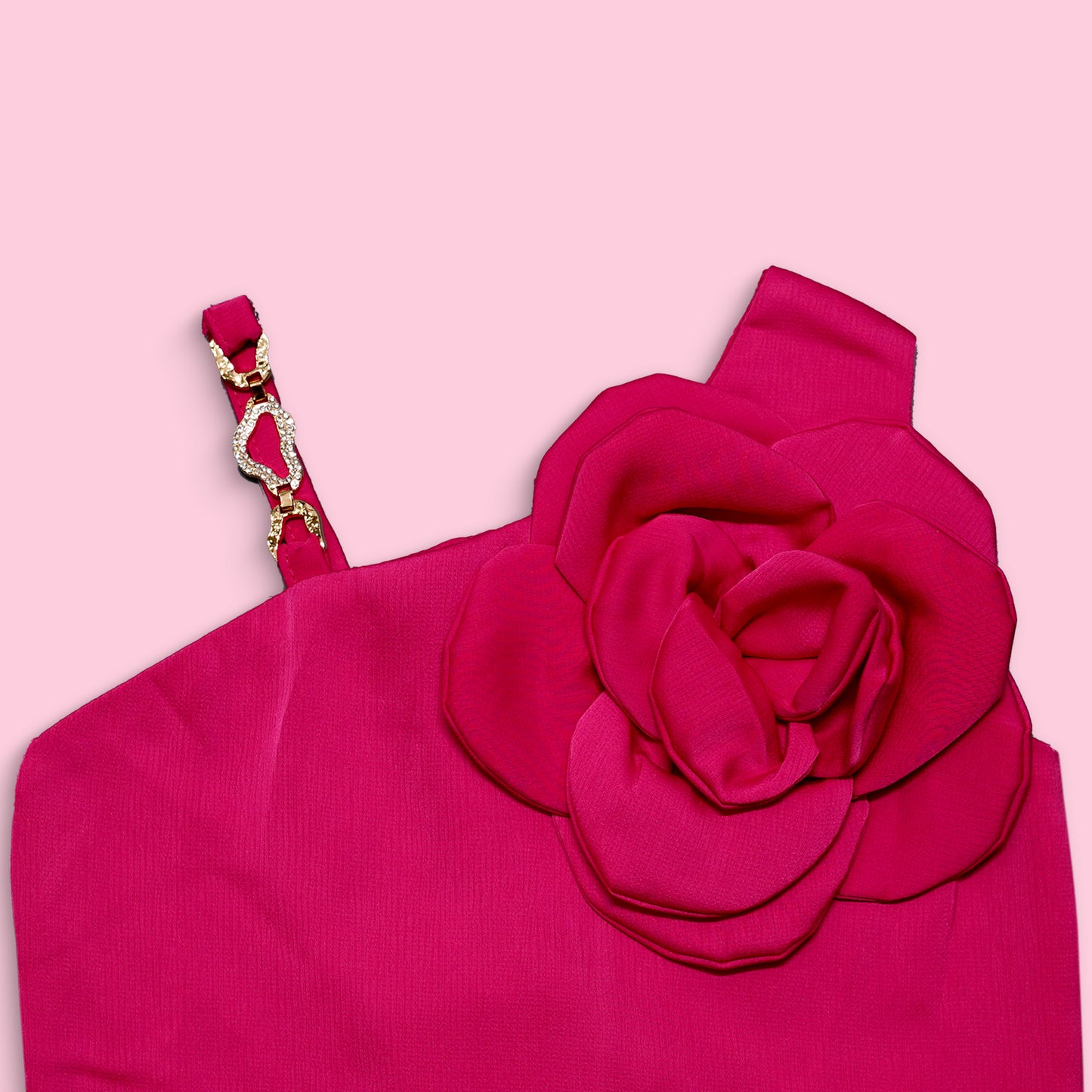 Girls Satin Rose Attached Red Colour Party Wear Top
