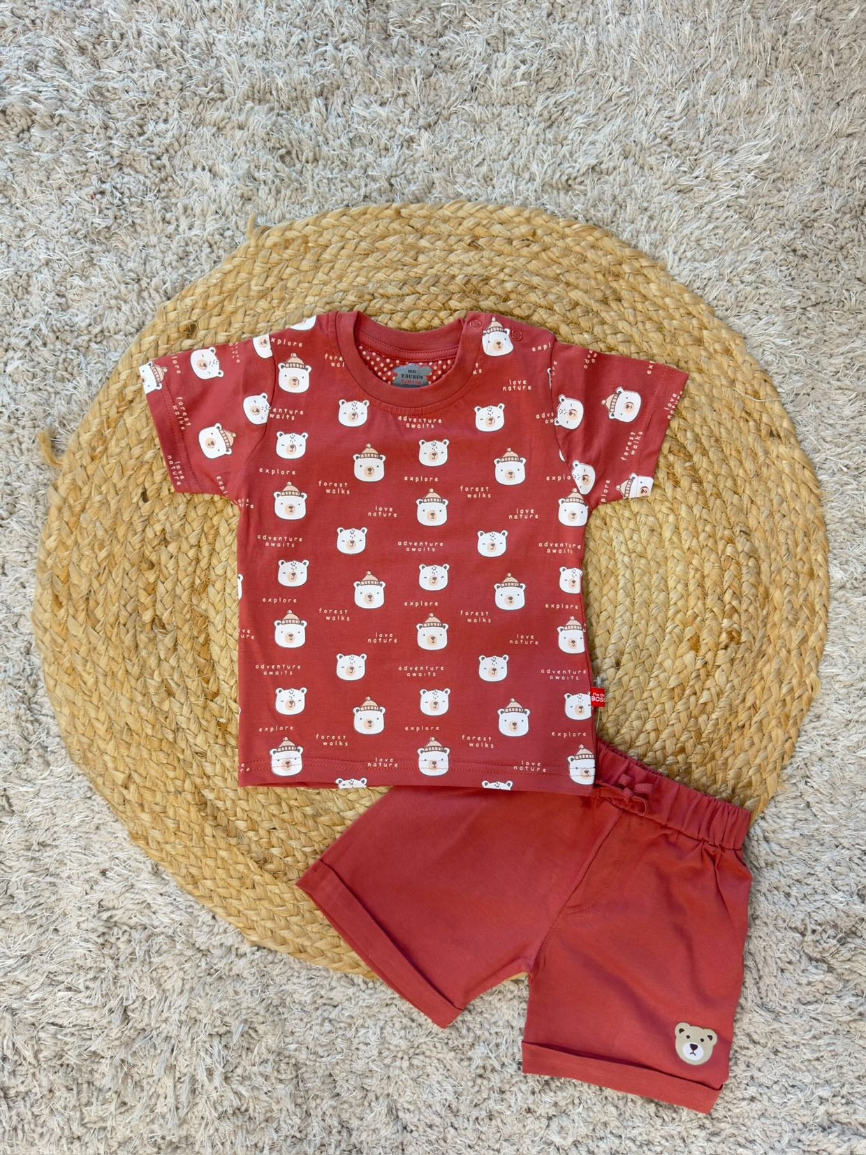 Bear Print T-Shirt & Shorts set