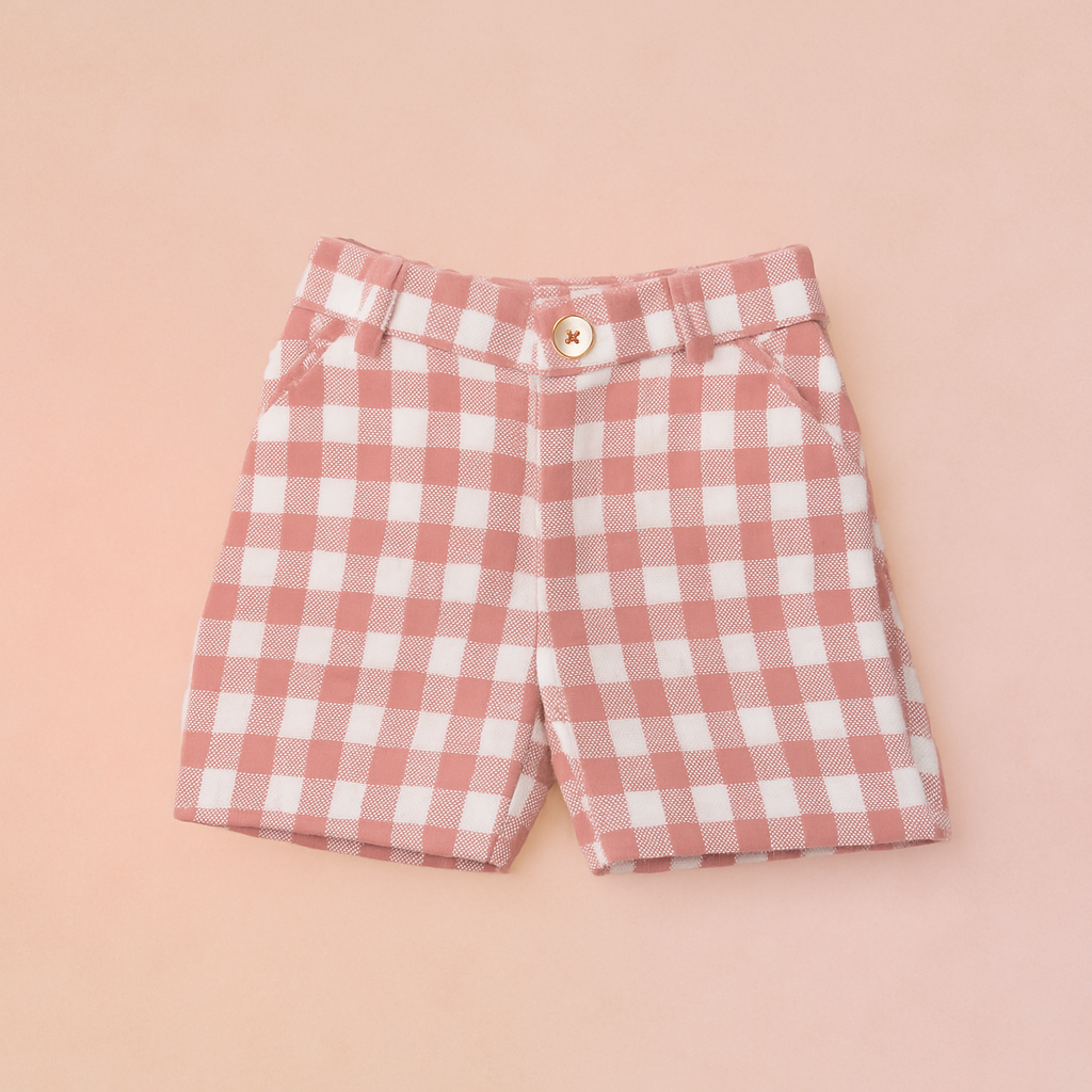 LITTLE COLLER Checkered Blazer & Shorts Set