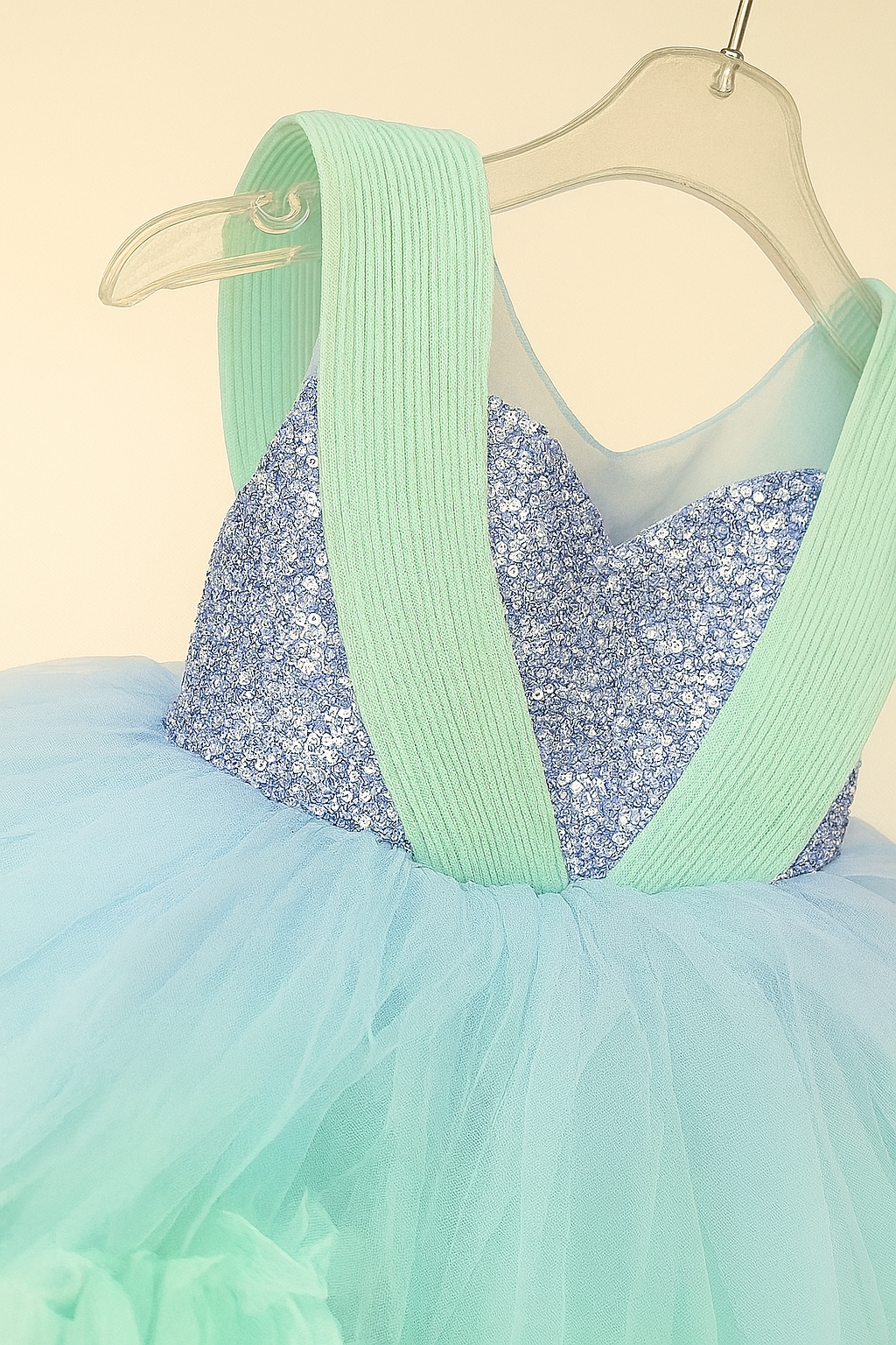 Glittery party frocks with dramatic ruffle layers