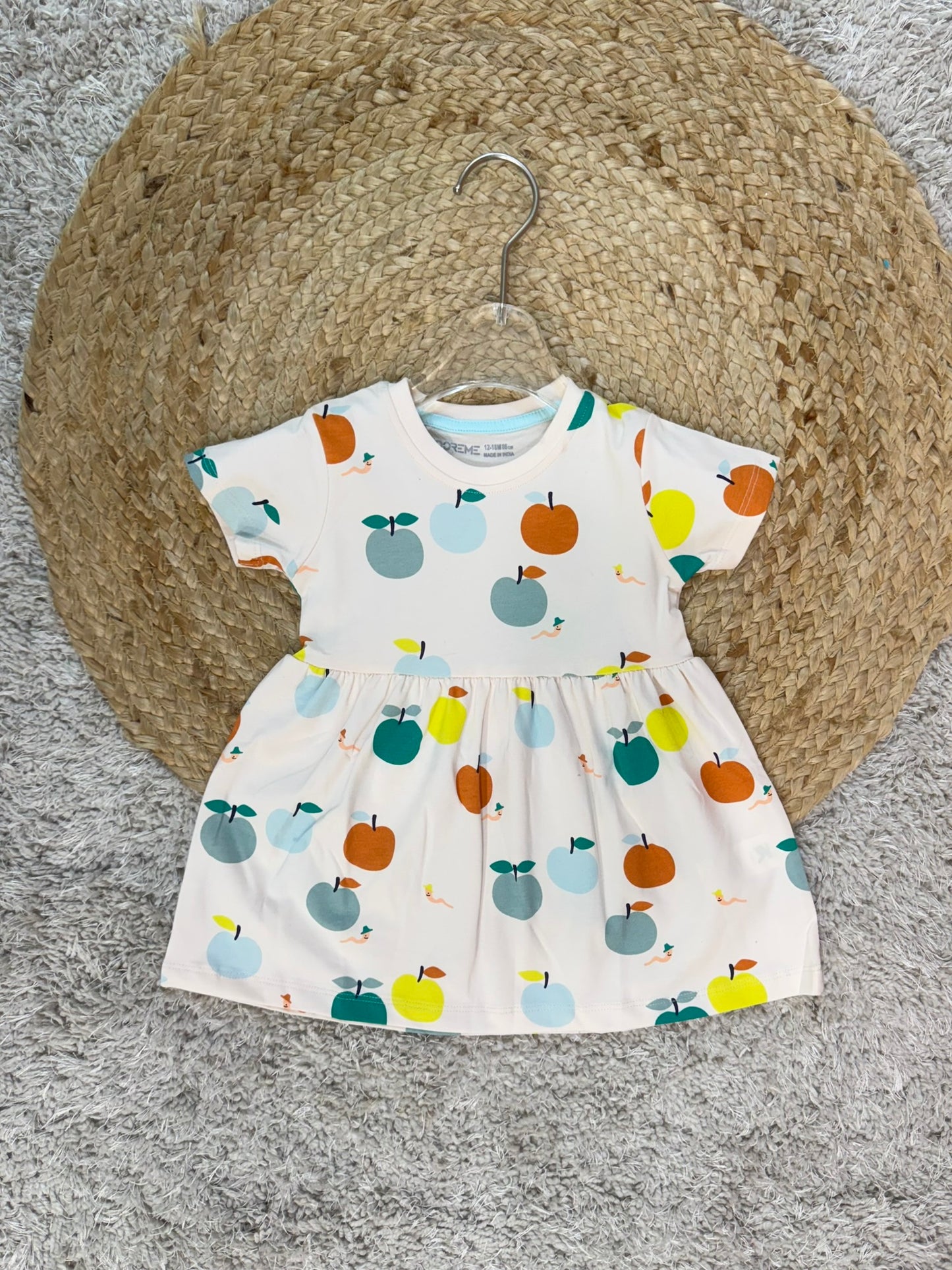 DOREME Baby Girls Midi/Knee Length Casual Dress - APPLE PRINT