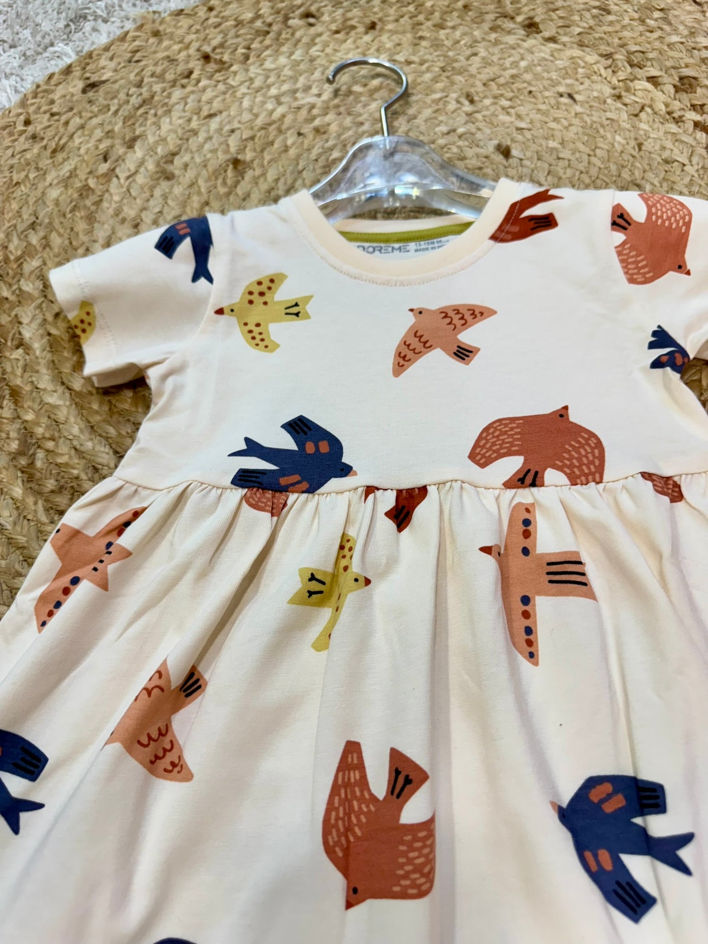 DOREME Baby Girls Midi/Knee Length Casual Dress - BIRD PRINT