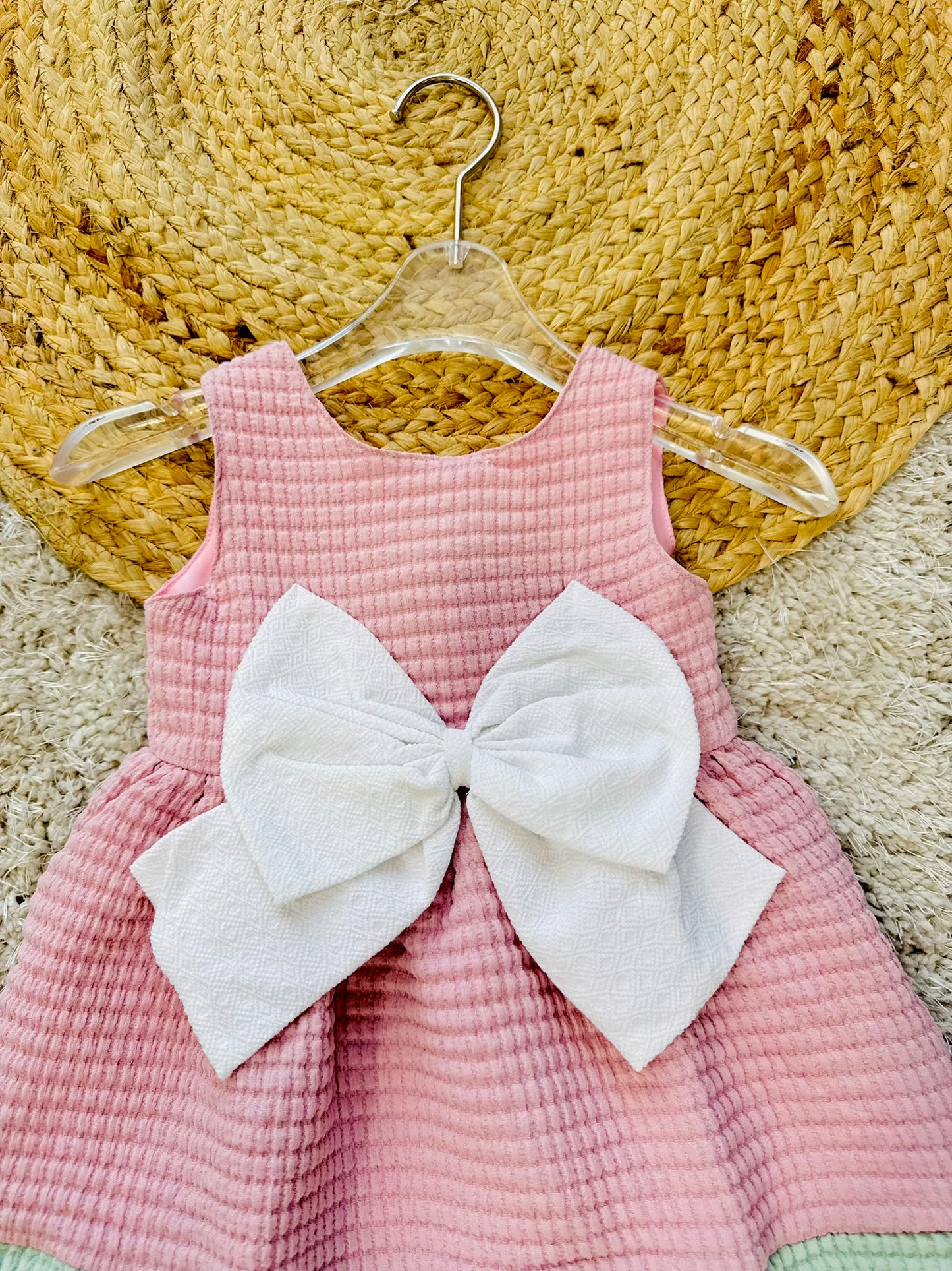 Baby Girl Sleeveless Front Bowknot Summer A-line Dress