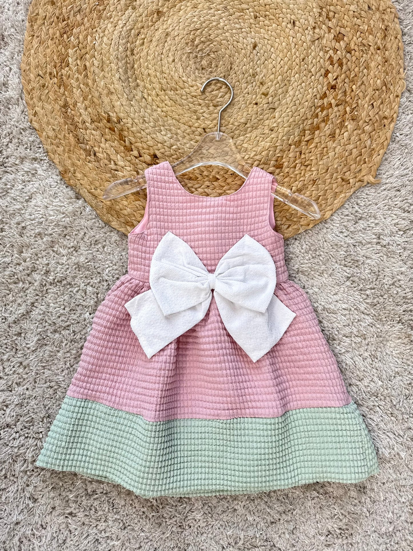 Baby Girl Sleeveless Front Bowknot Summer A-line Dress