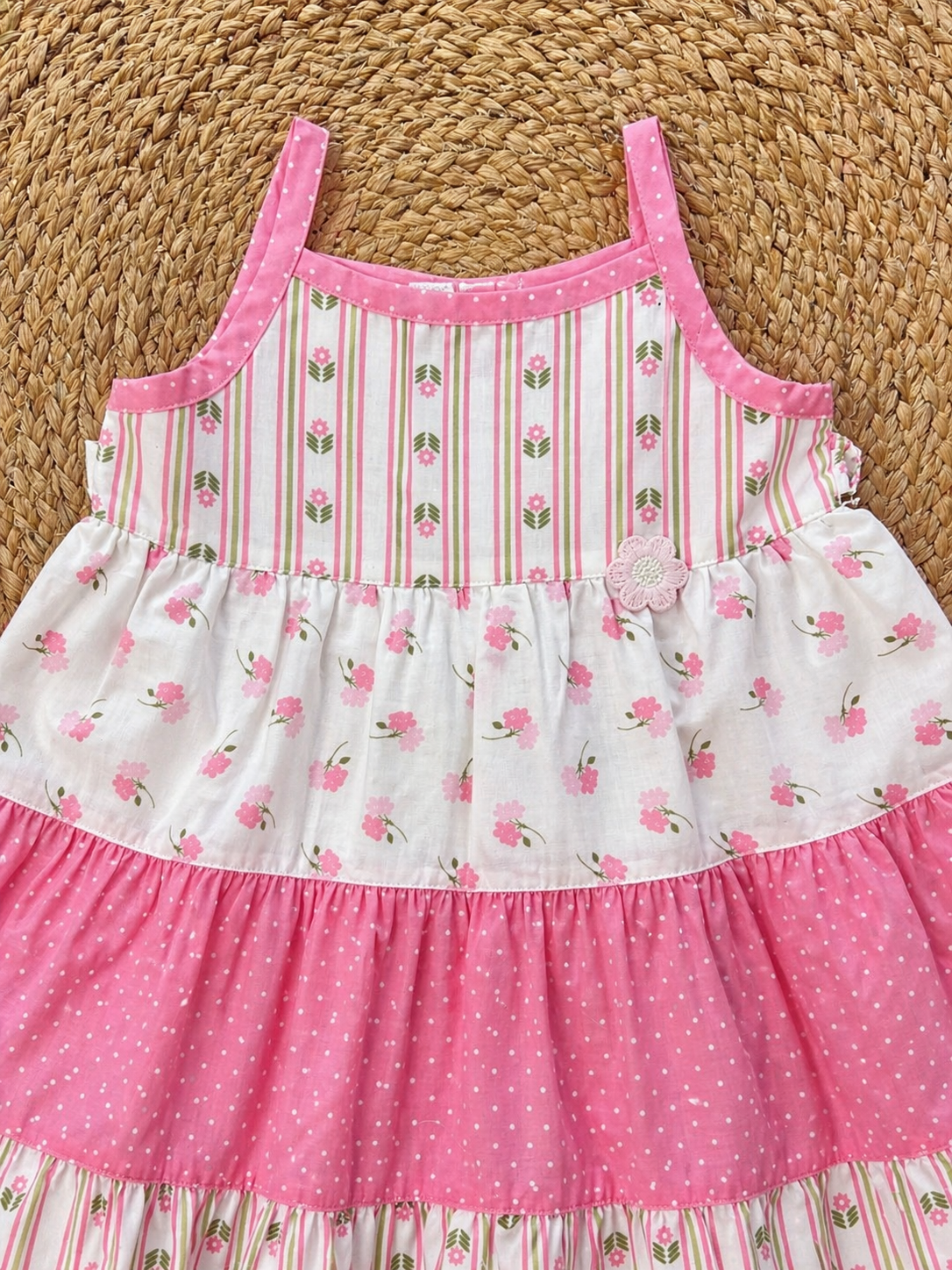 Tiered Floral Cotton Strap Dress