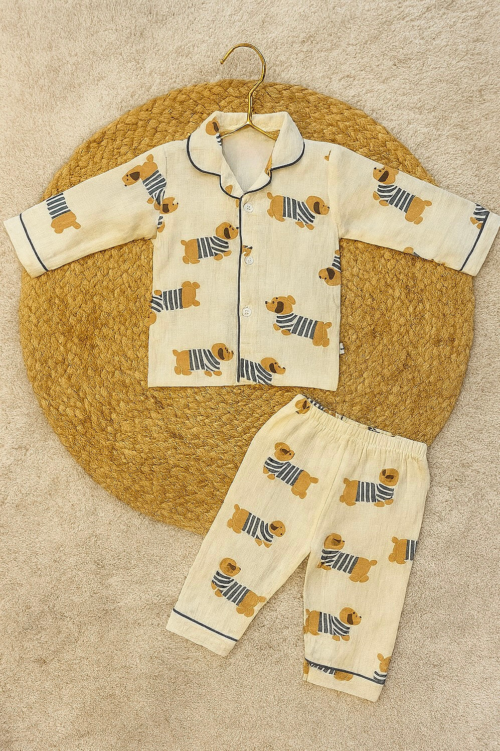 Dog Print Cotton Night Suit for Kids