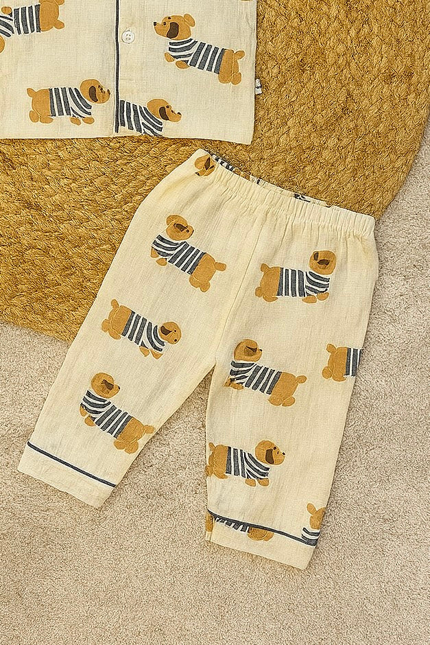 Dog Print Cotton Night Suit for Kids