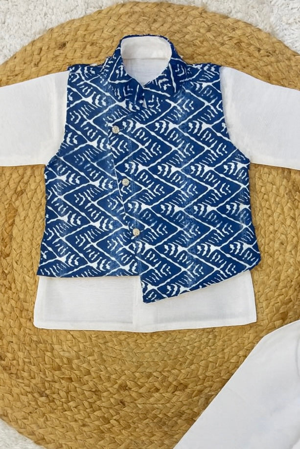 Elegant kids Blue Kurta Jacket set