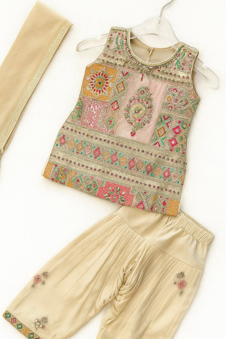 Boho Mirror Work Patch Top & Dhoti Set