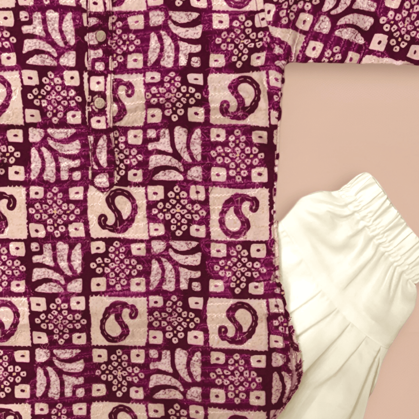 Cotton Maroon Color Printed Printed Long Kurta With Pajama.