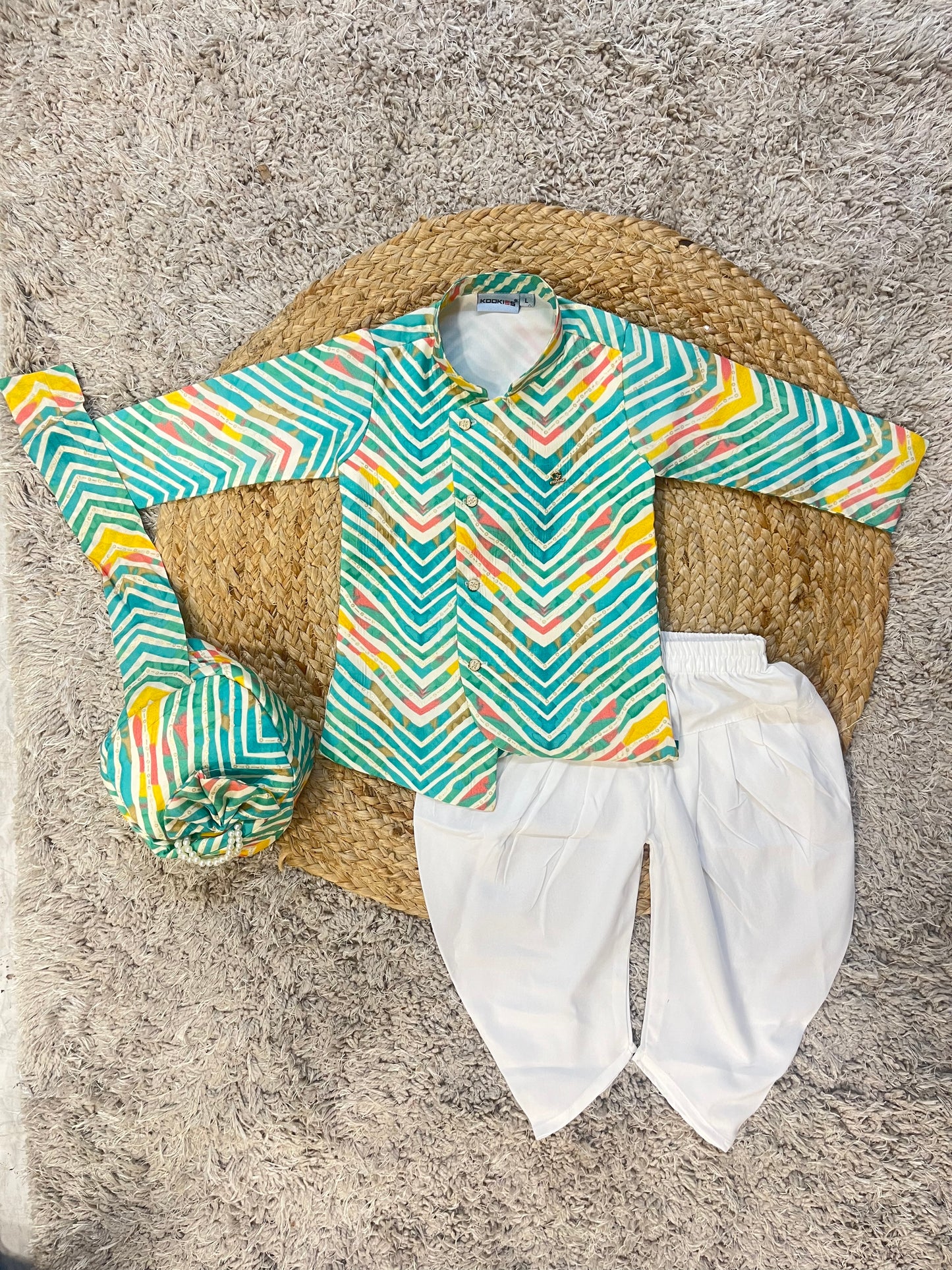Colorful Kids Kurta Set with pagdi