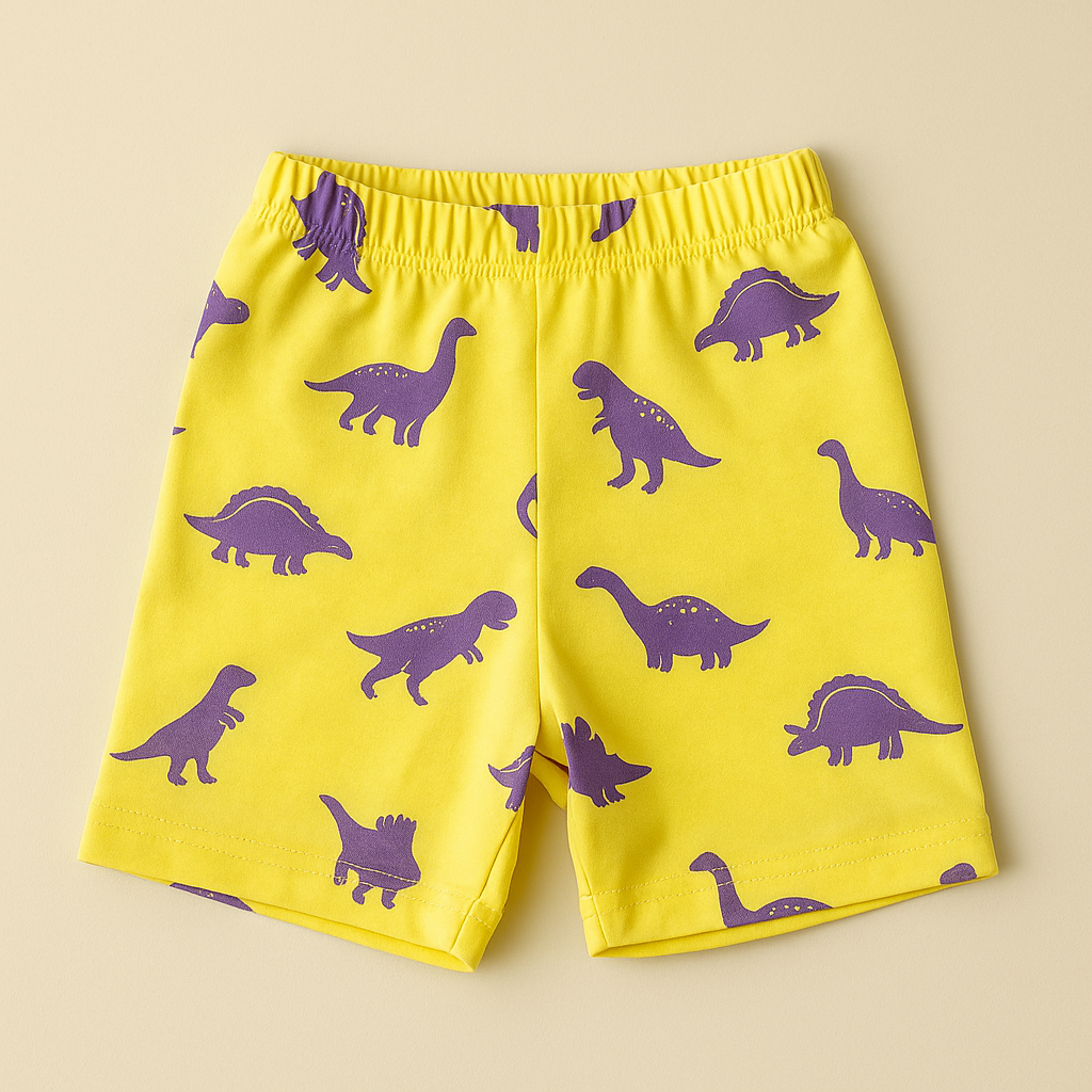 Bright Yellow Dino Print Co-ord Set for Kids