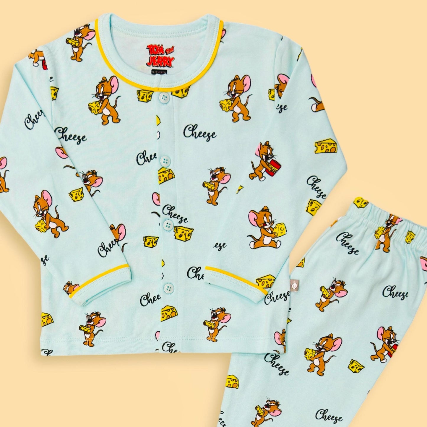 Full Sleeves Jerry Print Night Suit Set - Blue