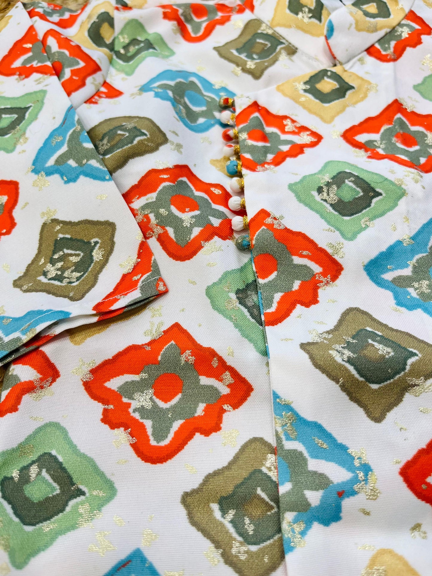 Baby Boy Dhoti Kurta Off-White Printed Set.