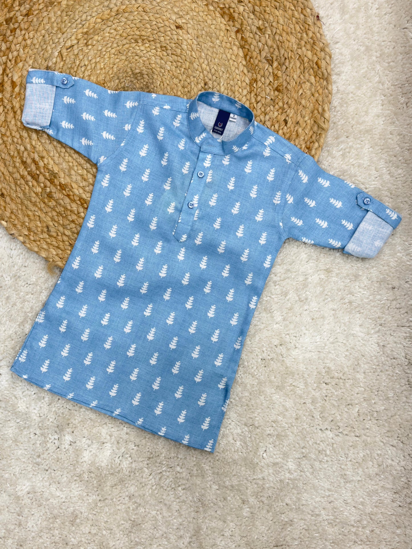 Full Sleeves Printed Kurta & Pajama with jacket -Peach