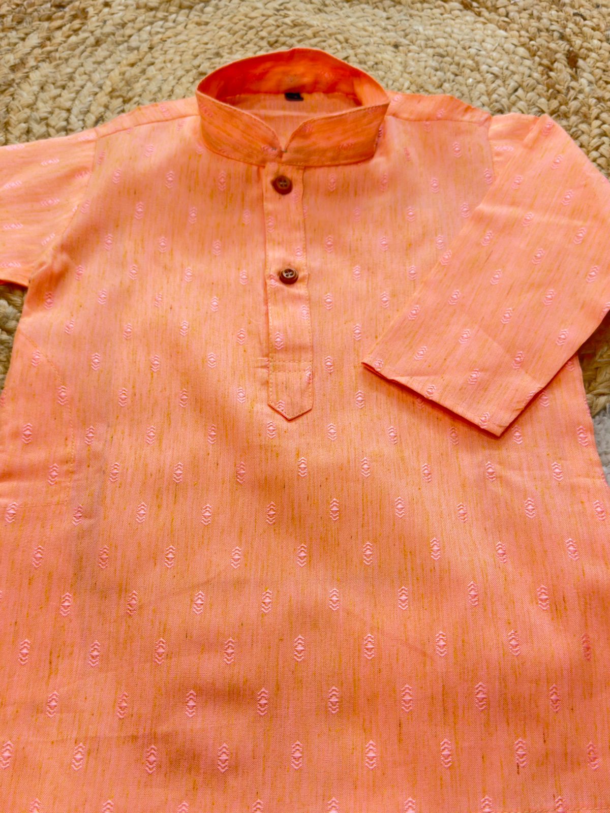 Full Sleeves Solid Kurta & Pyjama - Peach