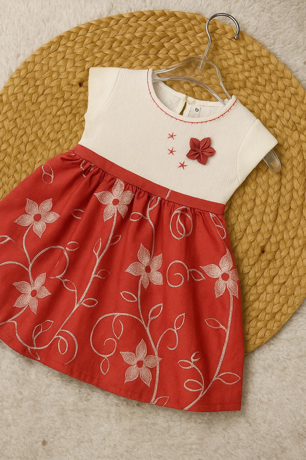 Elegant Floral Frock with Embroidered Party Skirt