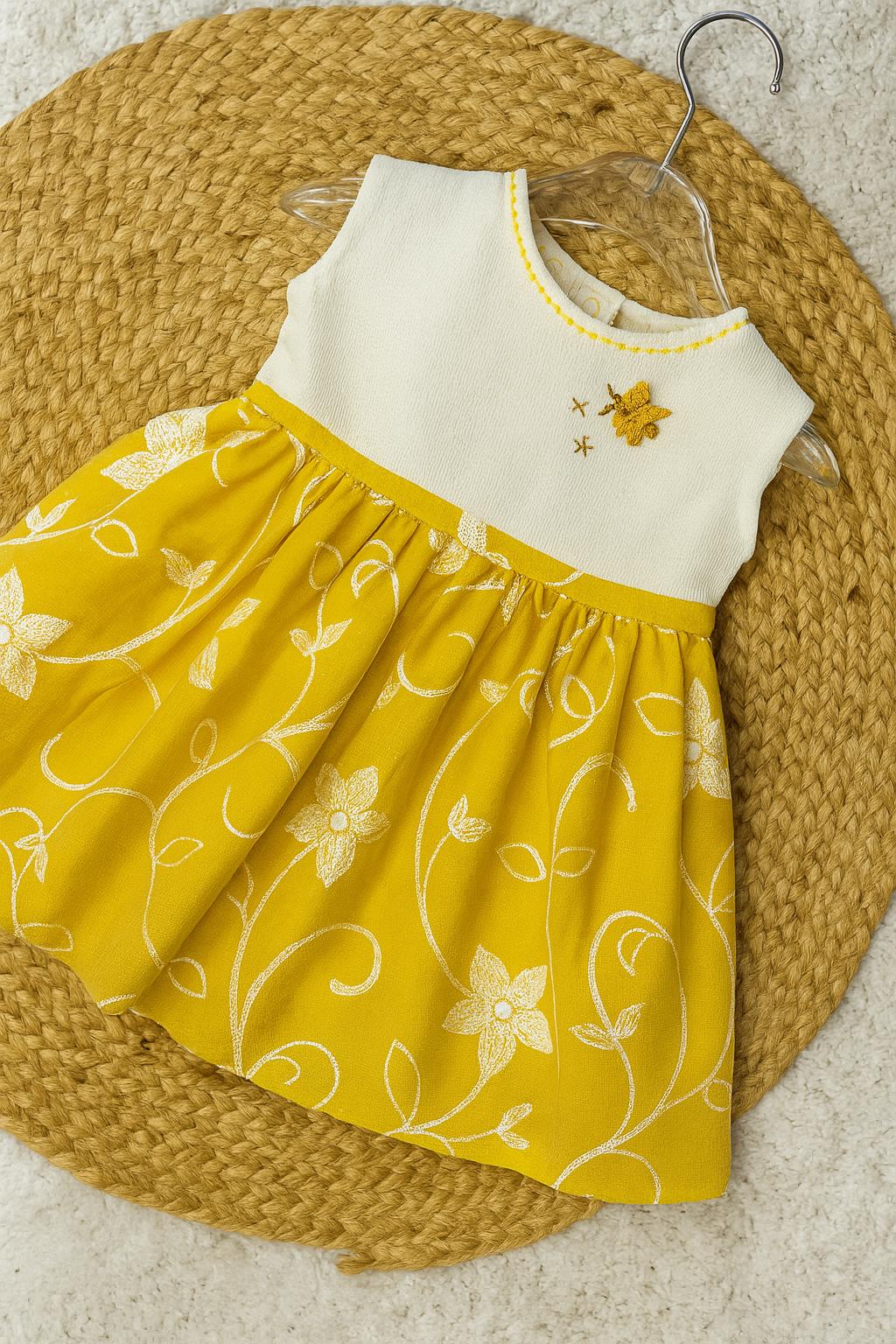 Elegant Floral Frock with Embroidered Party Skirt
