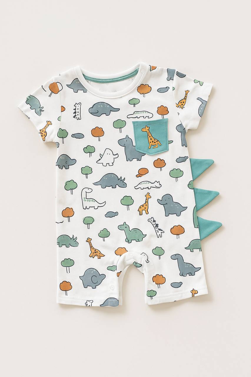 Dino Safari Baby Romper with Spikes