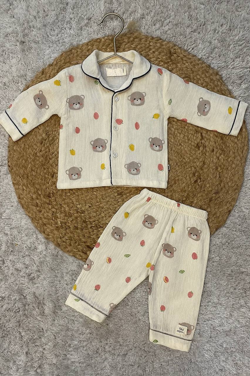 Soft Cotton Night Suit with Bear Print
