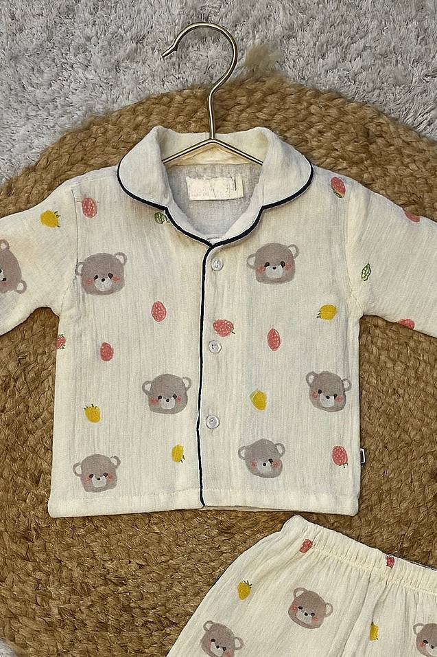 Soft Cotton Night Suit with Bear Print