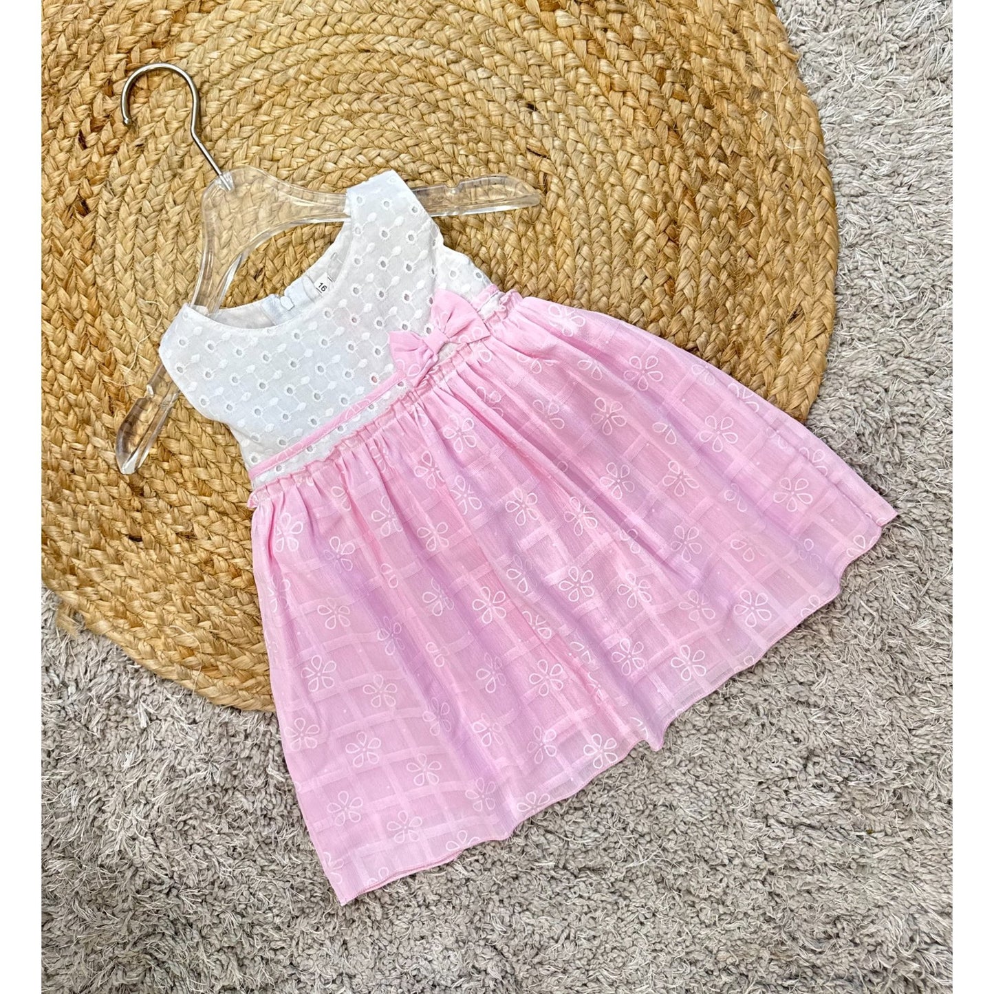 Embroidered Dress with Sheer Overlay Skirt