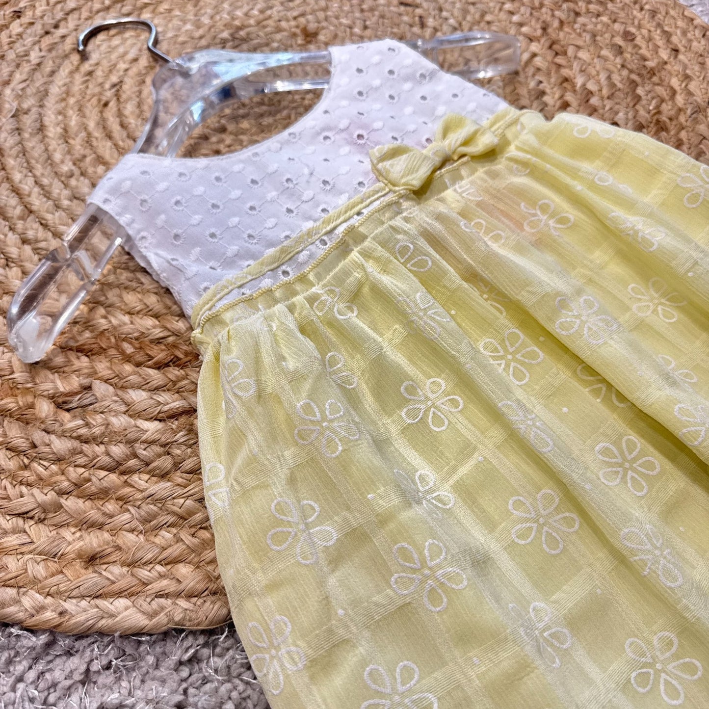 Embroidered Dress with Sheer Overlay Skirt