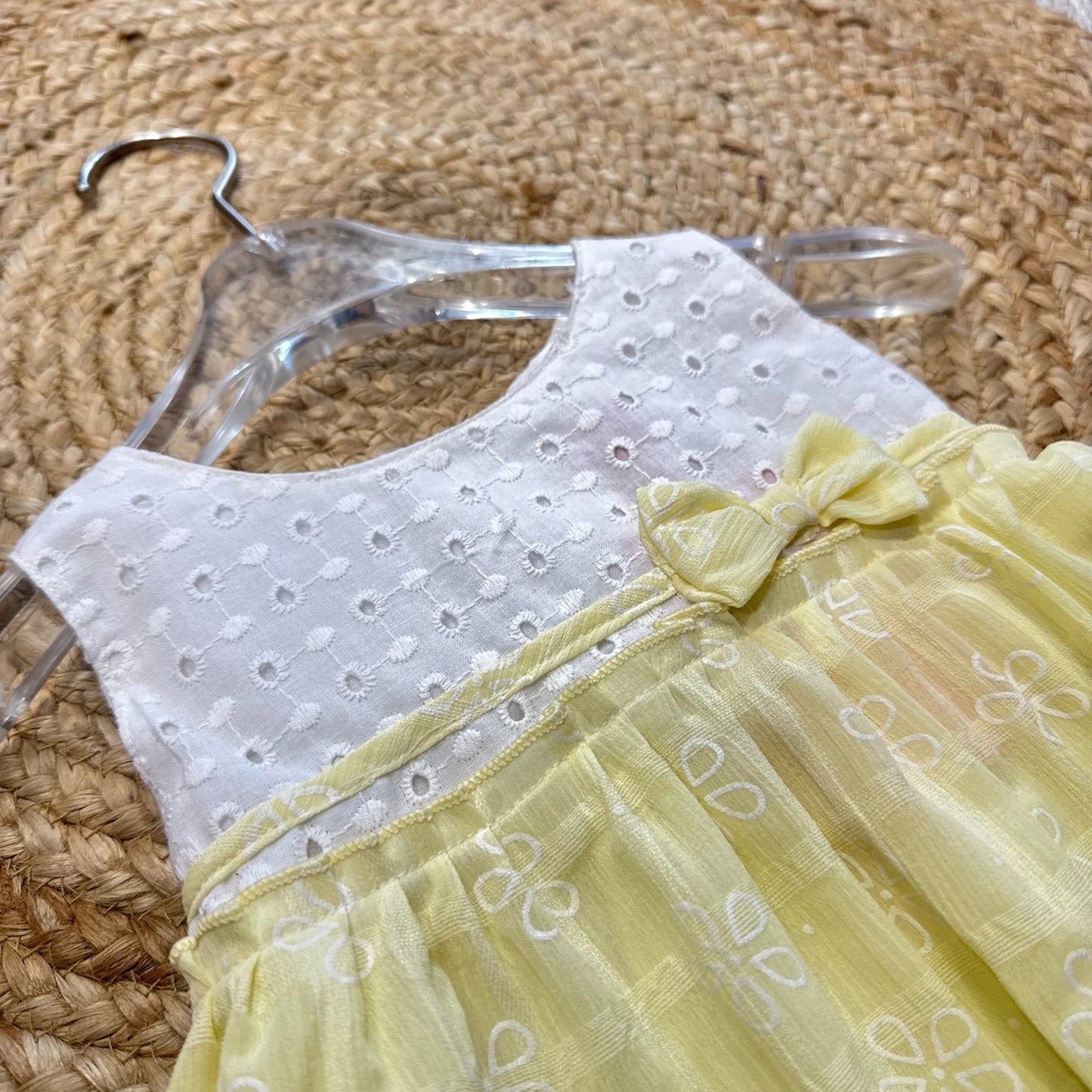 Embroidered Dress with Sheer Overlay Skirt