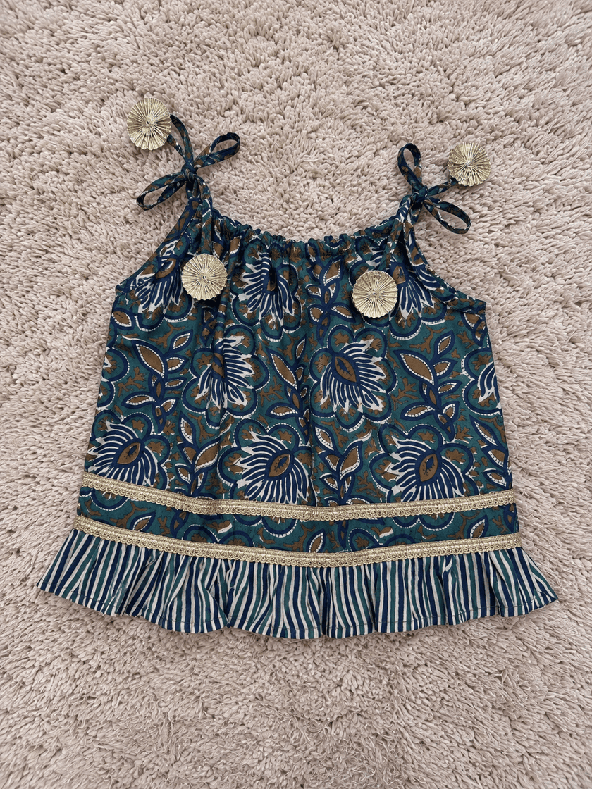 Indigo Floral Pure Cotton Lehenga