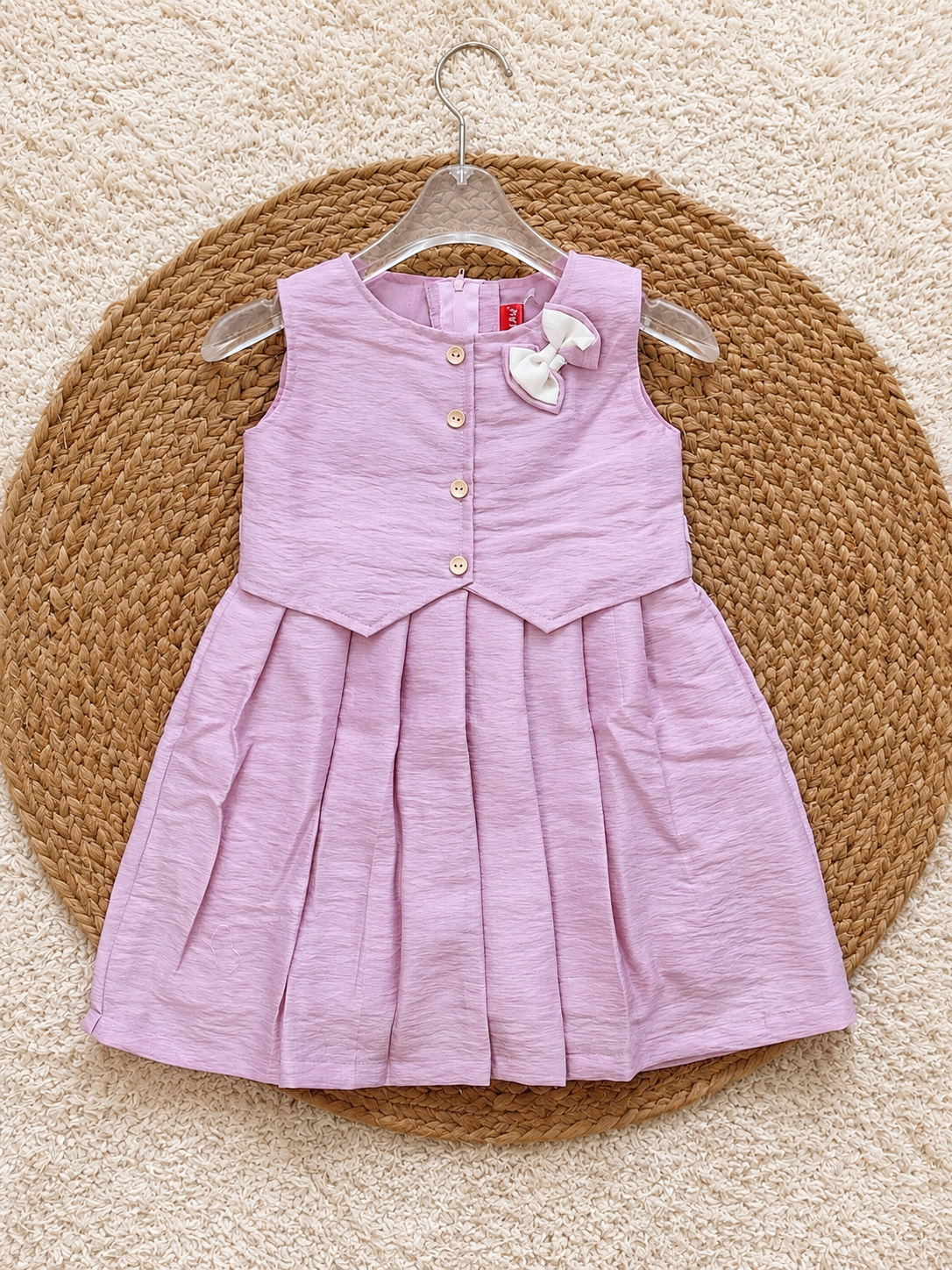 Blush Bow Pleated Dress