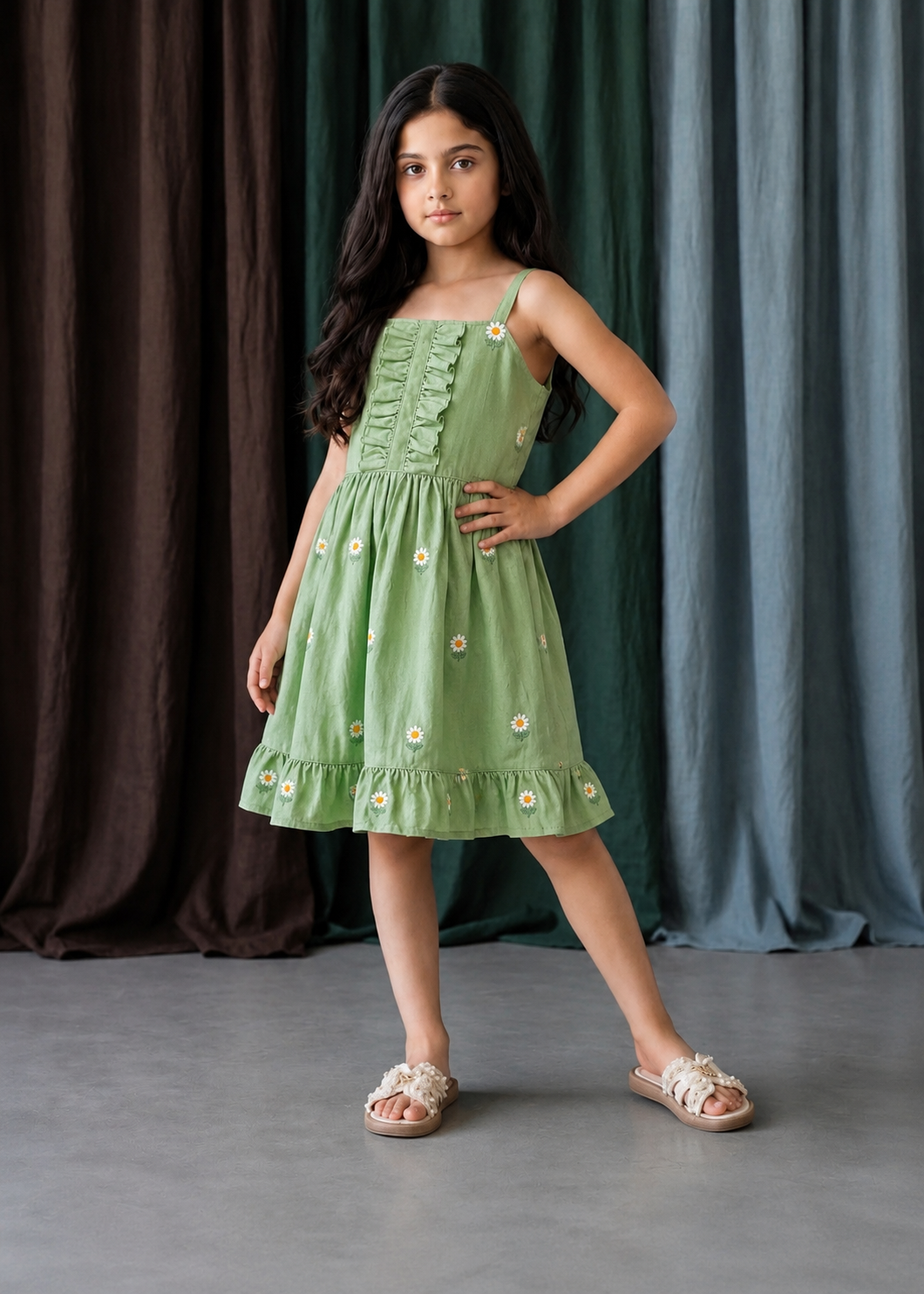 Daisy Meadow Dress (Sage Green)