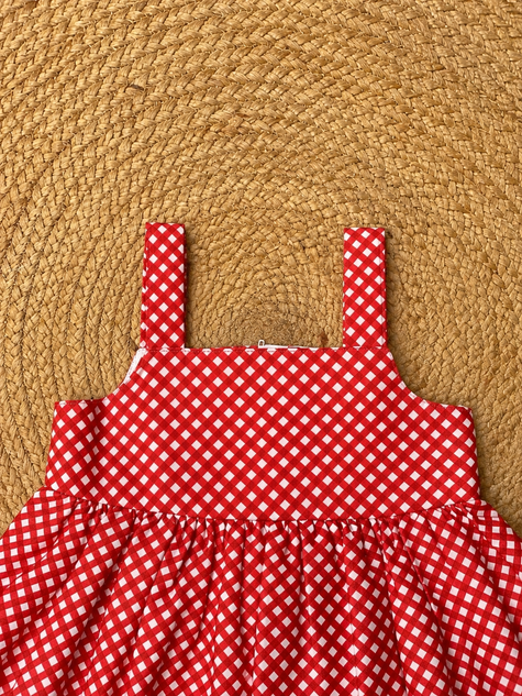 Cherry Gingham Charm Dress – Red
