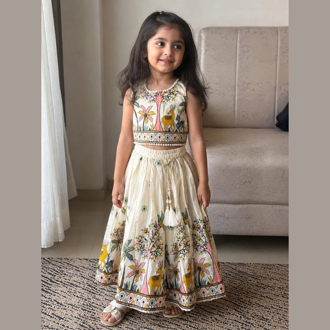 Ivory Folk Embroidered Lehenga