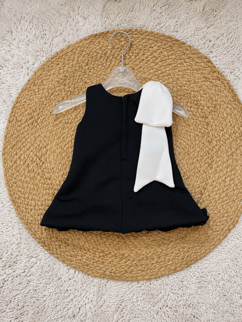Midnight Ivory Statement Bow Dress