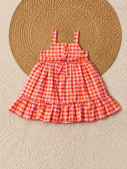 Cherry Gingham Charm Dress – Coral