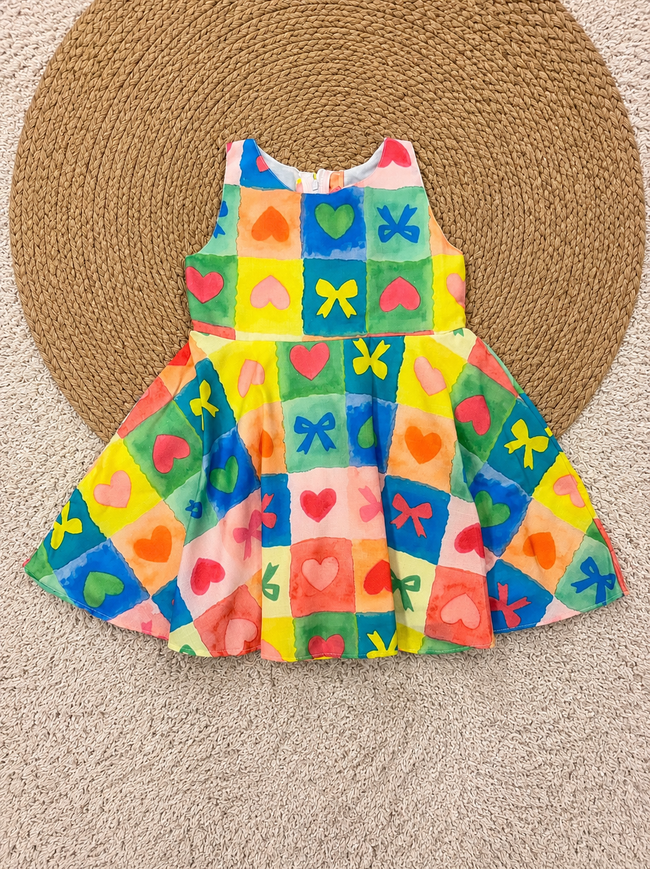 Vibrant Hearts Twirl Dress