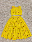 Sunshine Yellow Mul Cotton Embroidered Lehenga