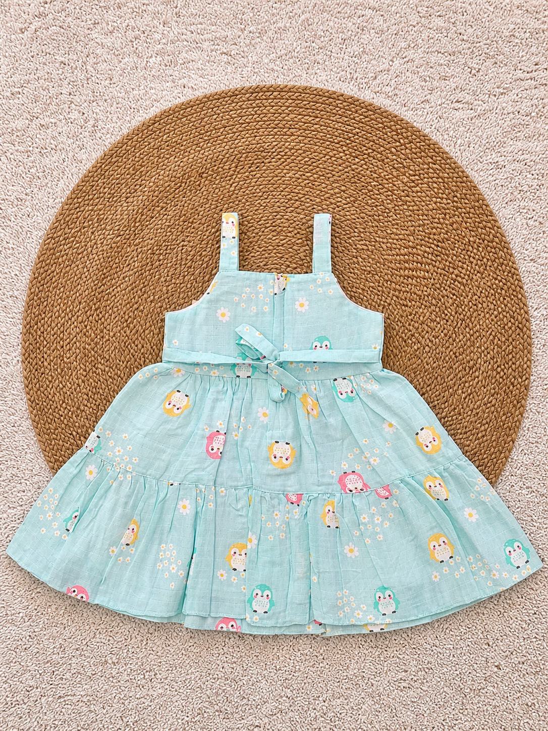 Owl Print Muslin Dress