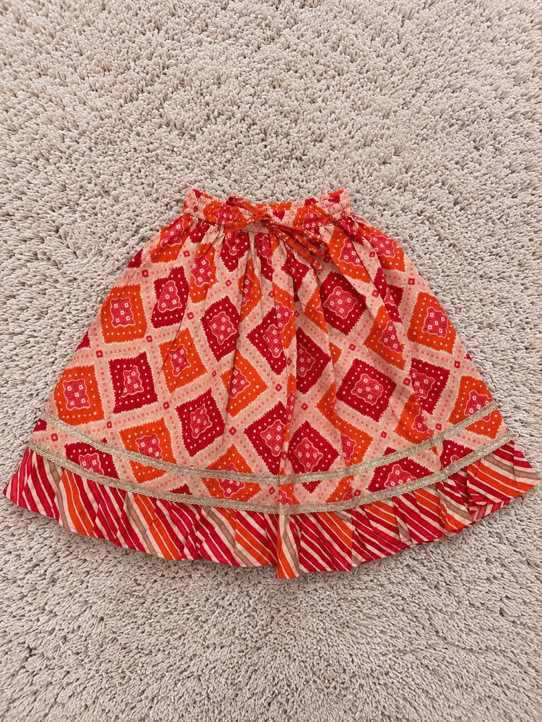 Coral Bandhani Pure Cotton Lehenga