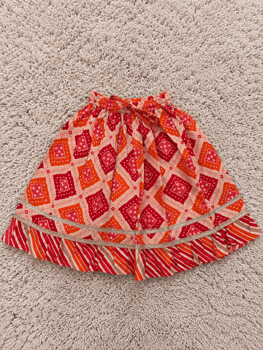 Coral Bandhani Pure Cotton Lehenga