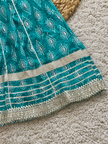 Turquoise Printed Cotton Lehenga Choli Set