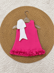 Fuchsia Ivory Statement Bow Dress