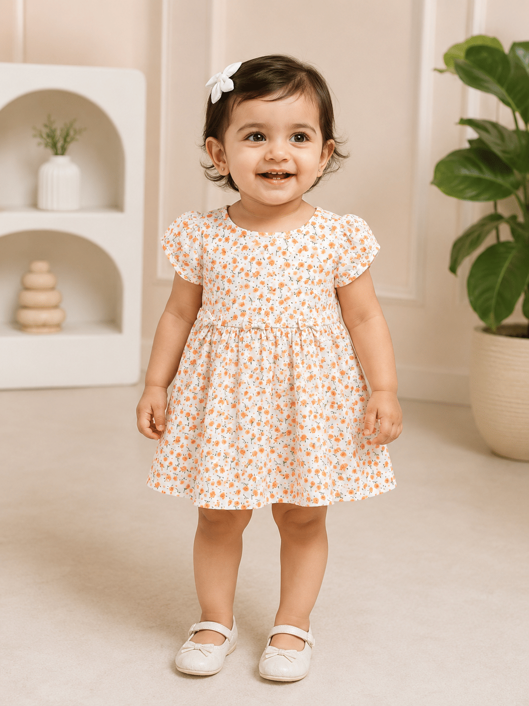 Peach Meadow Floral Frock
