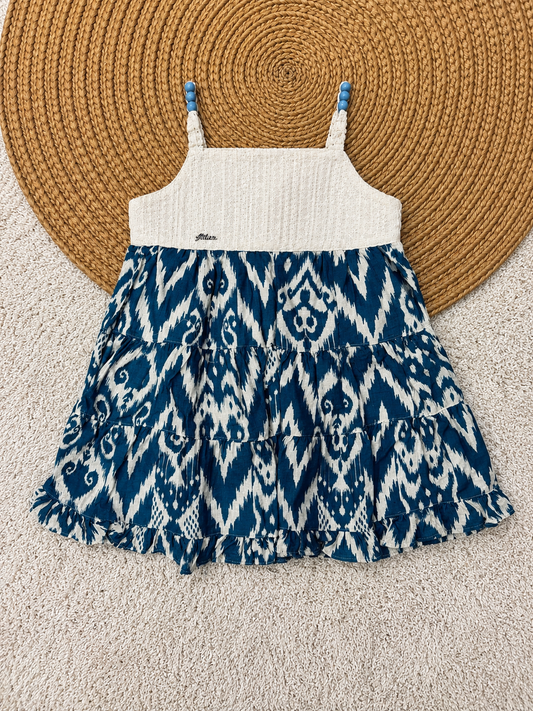 Sapphire Ikat Tier Dress