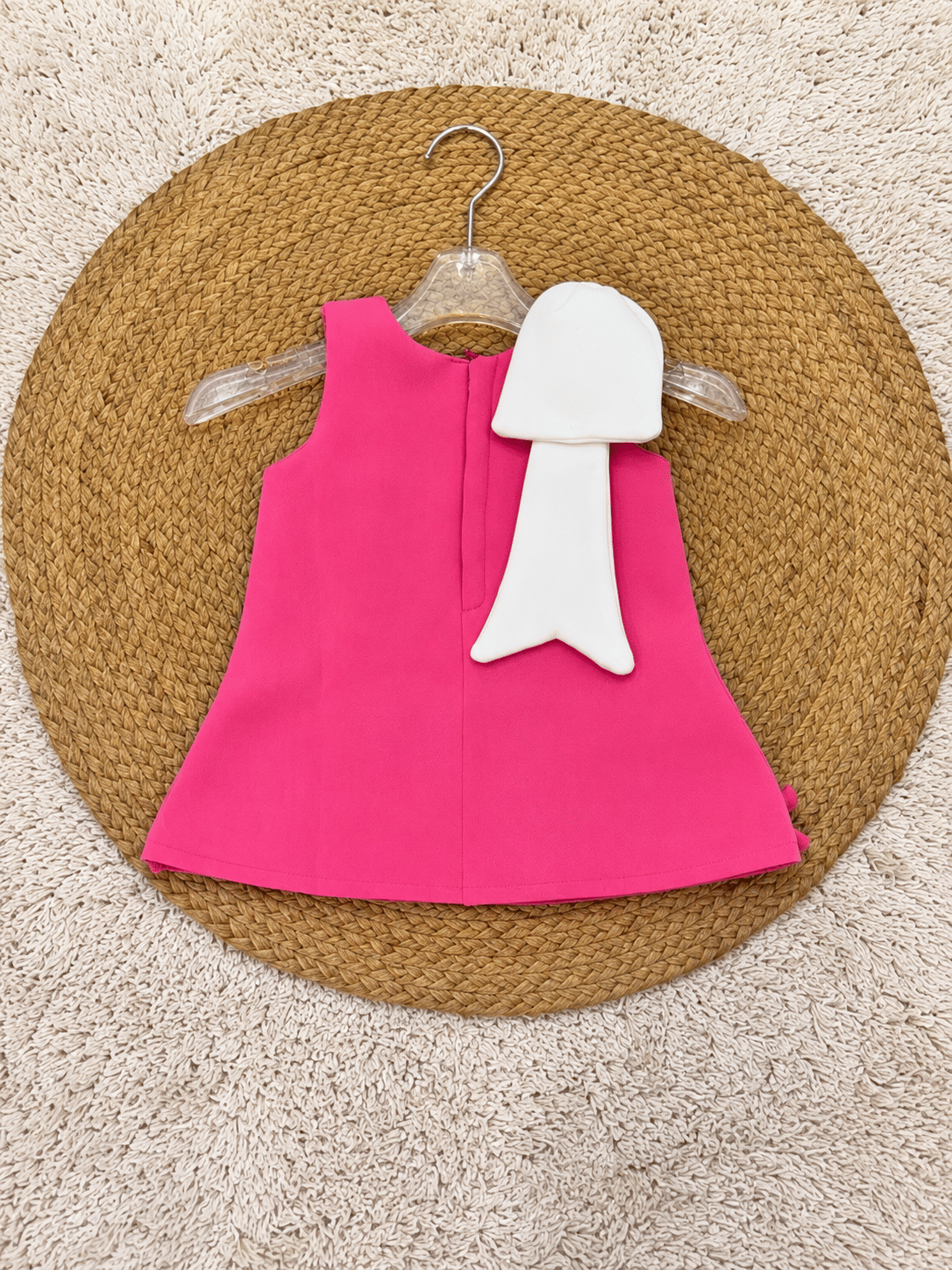 Fuchsia Ivory Statement Bow Dress