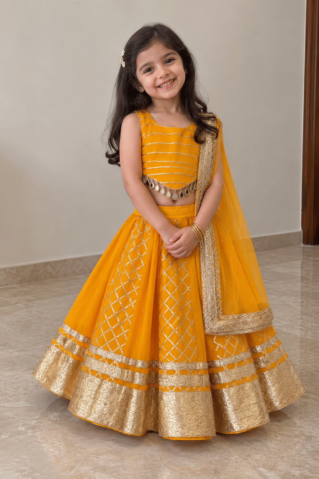 Marigold Gold Festive Lehenga Set