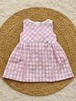 Blush Gingham Daisy Bow Dress
