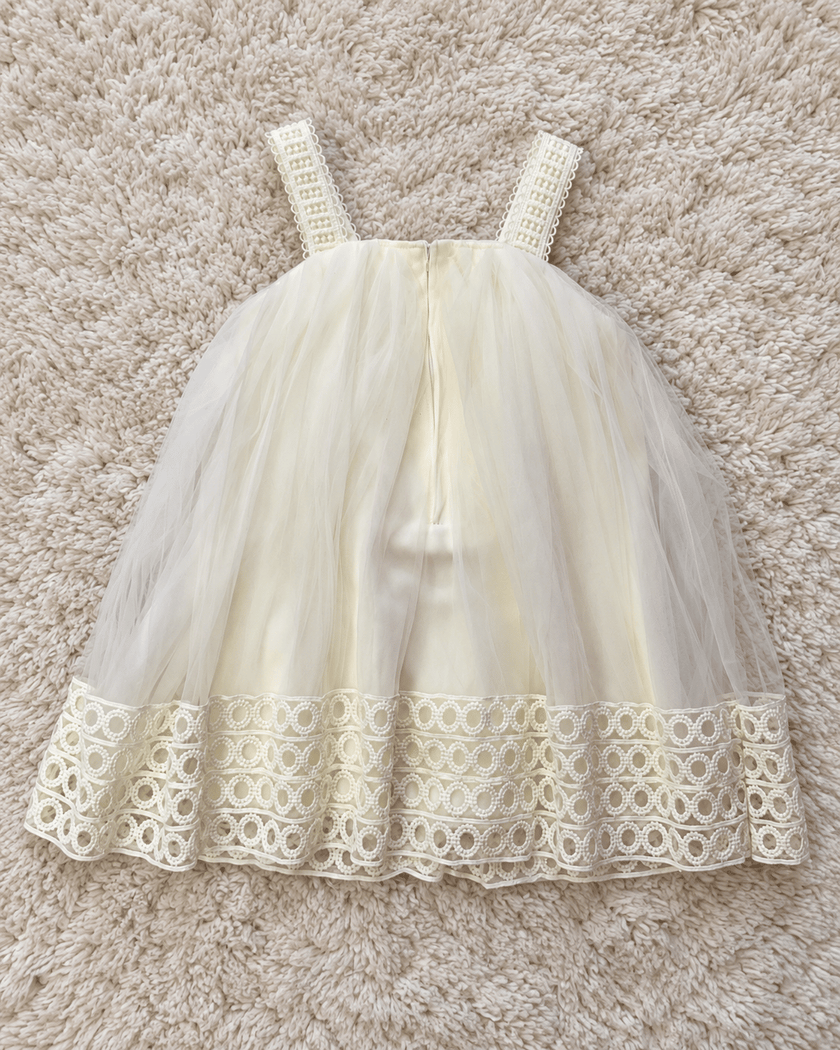 Ivory Pearl Lace Bow Dress