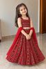 Crimson Geometric Rayon Cotton Lehenga